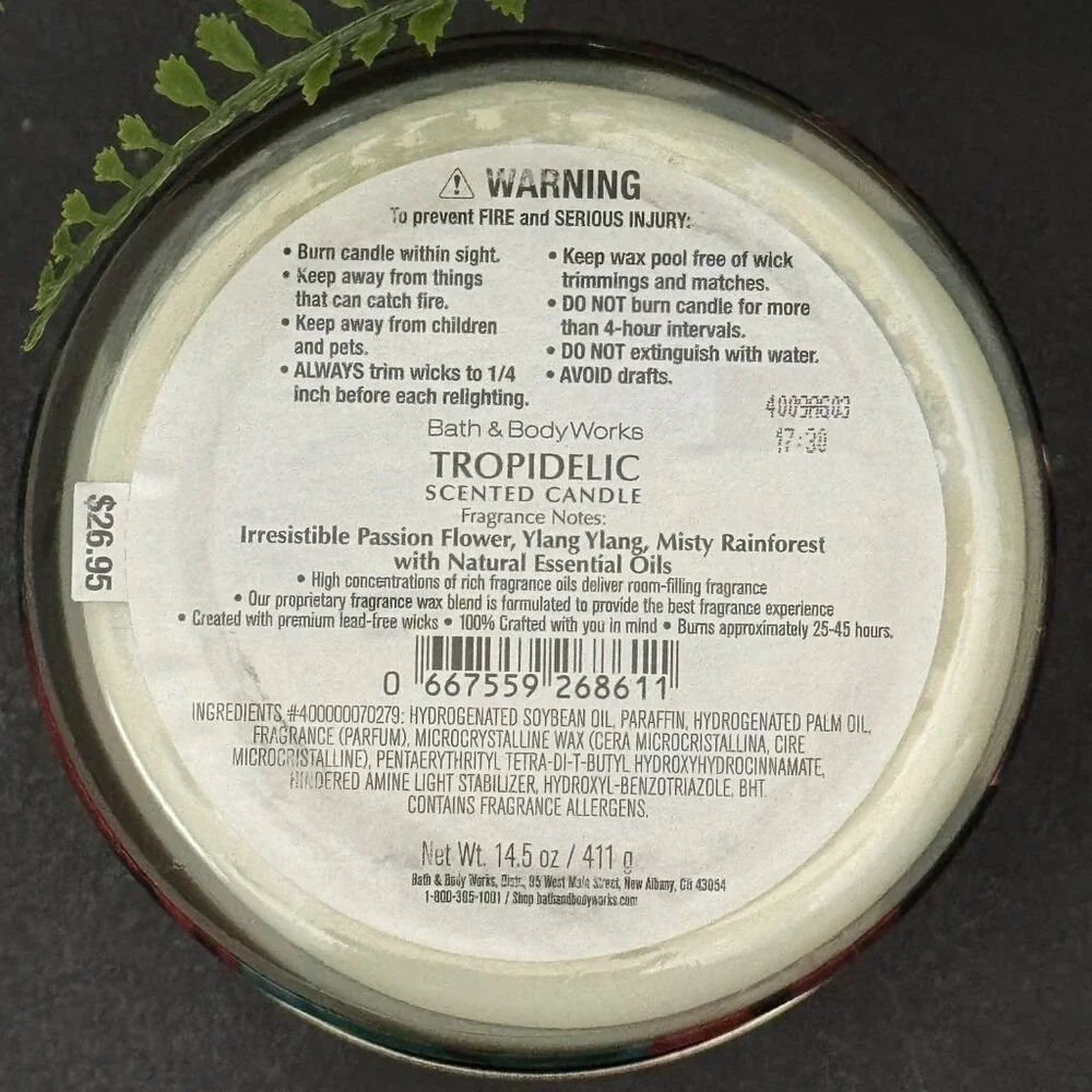 BBW Tropidelic Bath & Body Works 3 Wick Candle